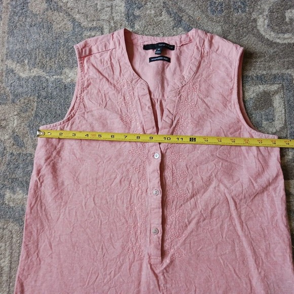 Linen Harve Benard Cottagecore Tank Blouse Womens M Sleeveless Pink - Picture 6 of 8